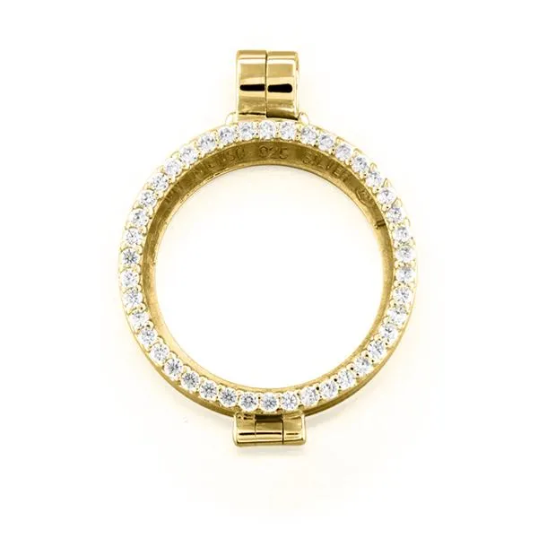 Mezza (24mm) "Zirconi" medaillon (925/gold-plated)