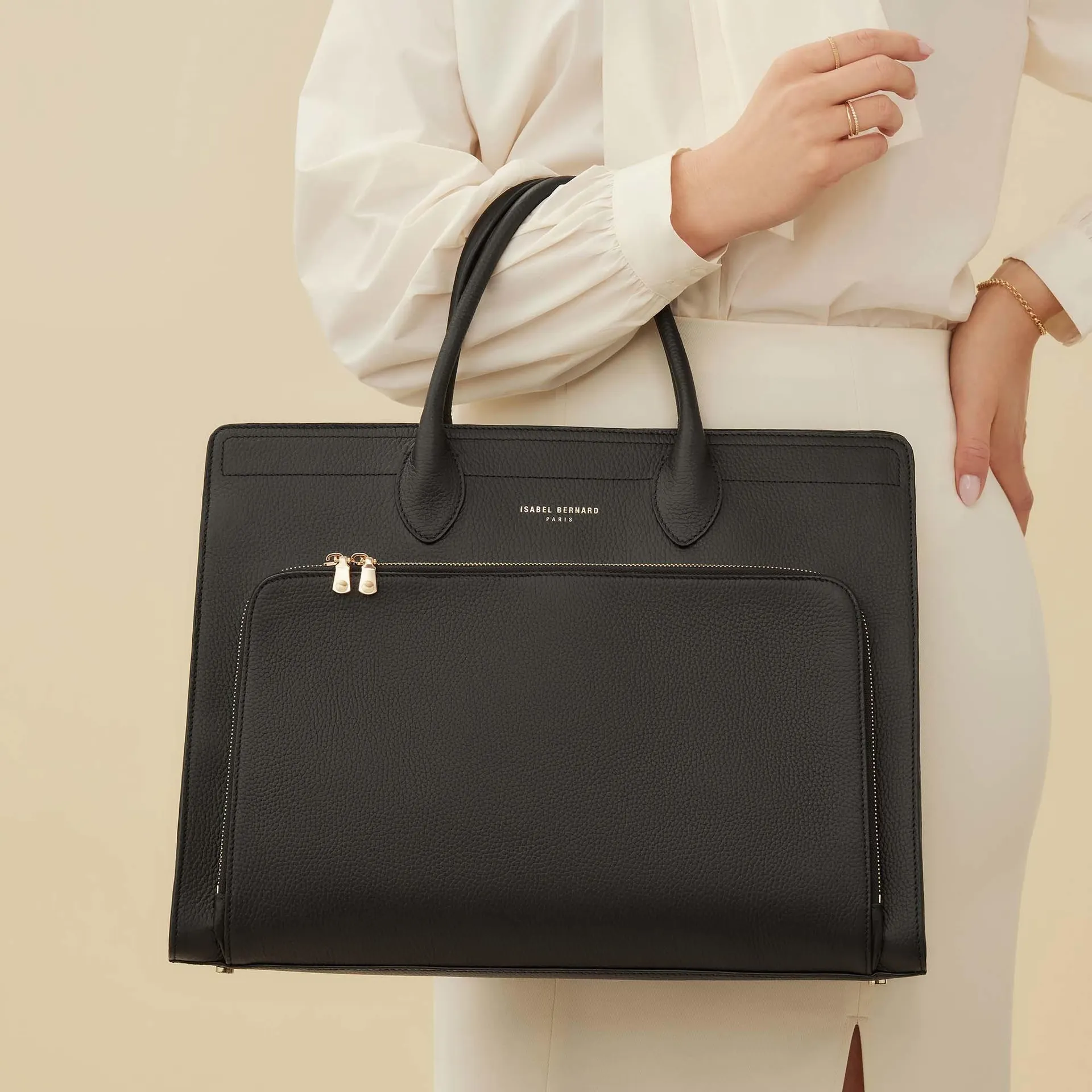 Honoré Nadine Zwarte Leren Handtas van Kalfsleer IB25032