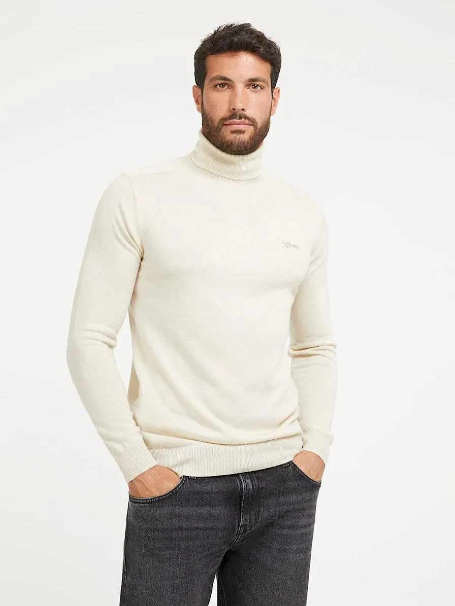 Trui met hoge kol in gemengd zijde