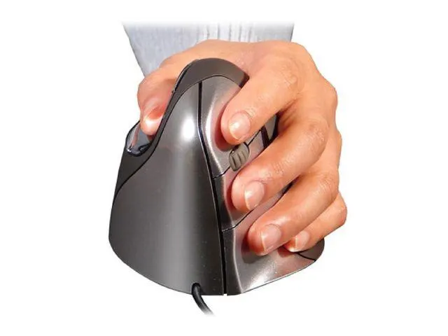 BakkerElkhuizen Evoluent 4 Verticale Muis, Bekabeld, USB, Linkshandig, Zwart, Zilver