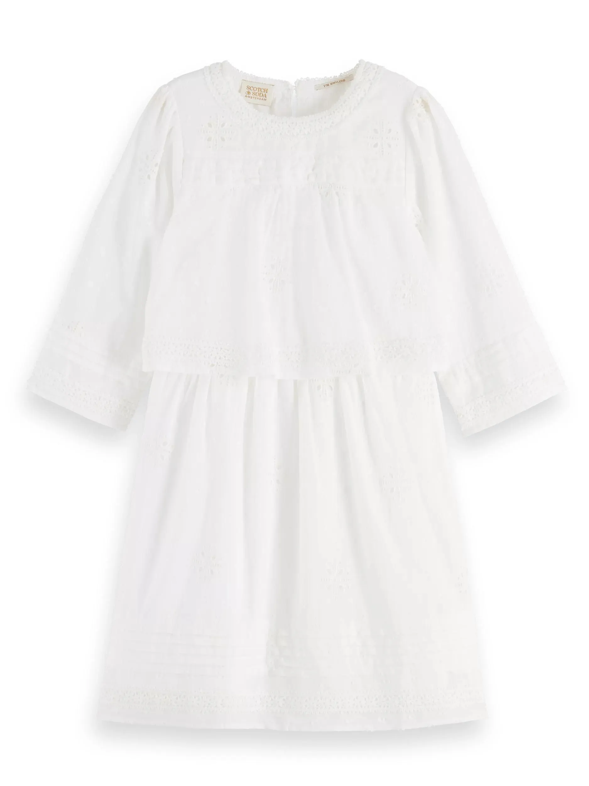 Broderie anglaise & clip jacquard dress
