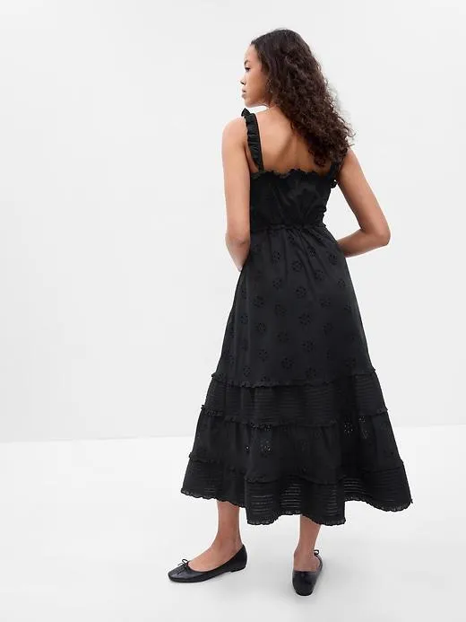 Ruffle Hem Eyelet Maxi Dress
