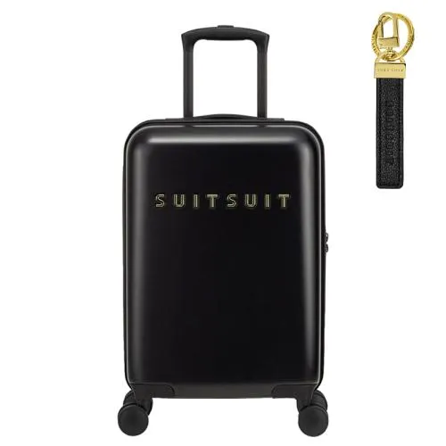 Harde Handbagage Koffer / Trolley / Reiskoffer 55x36x20 cm Black Gold Zwart