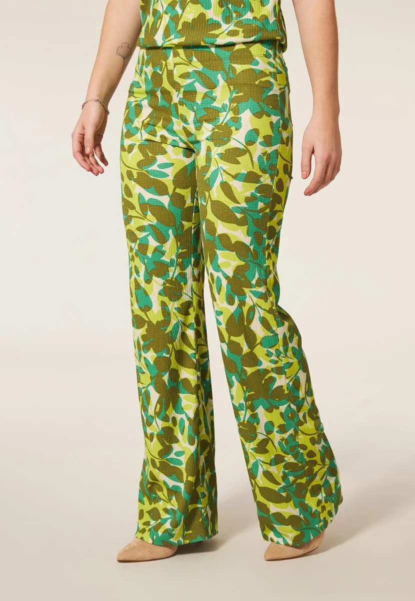 Broek wide leg print groen 32"