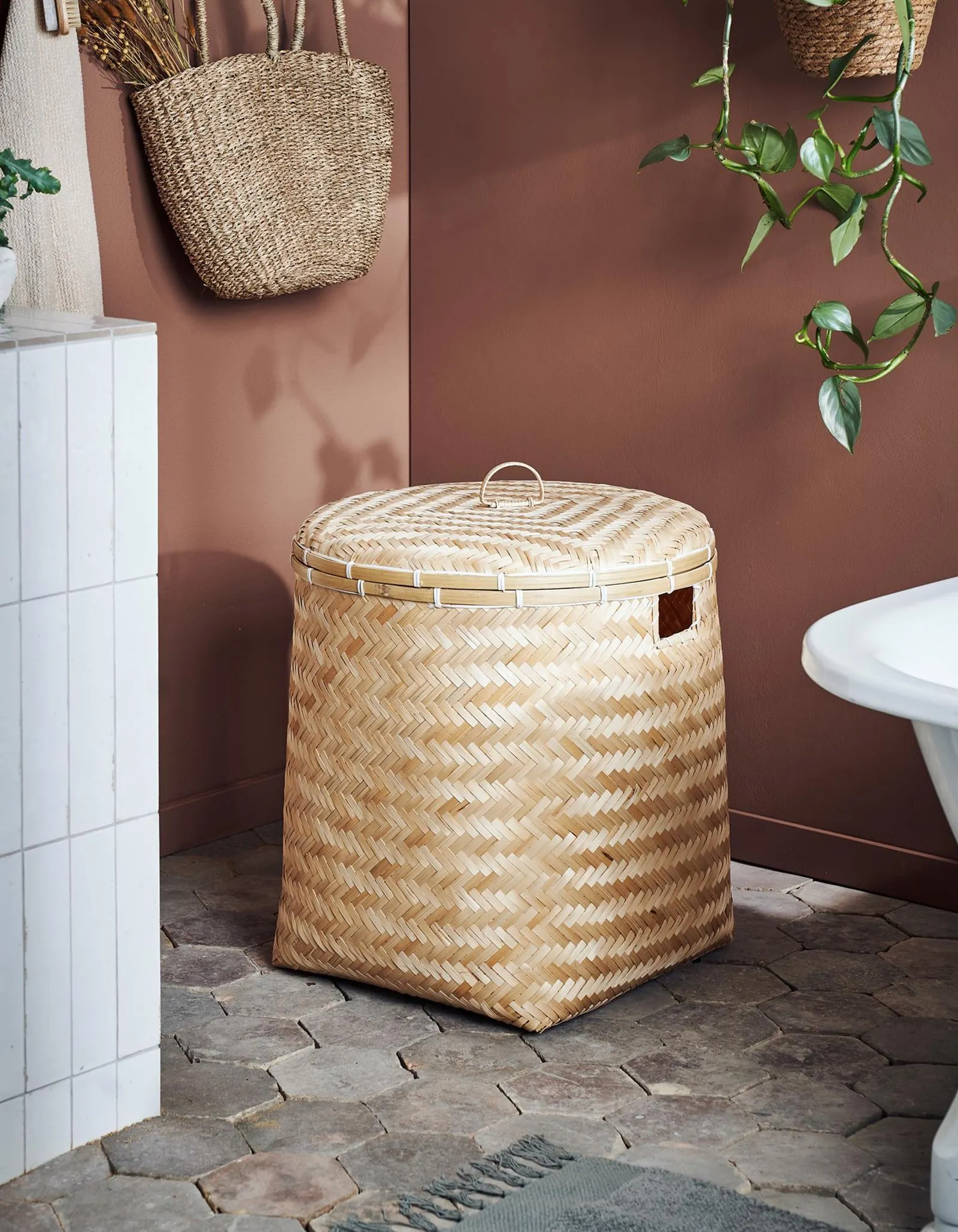 Wasmand Bamboe. 43 x 50 cm.