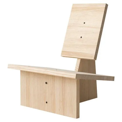 Naan Furniture Fauteuil Trebalúger - Ongelakt massief hout - Natuurlijk - 60 x 70 cm