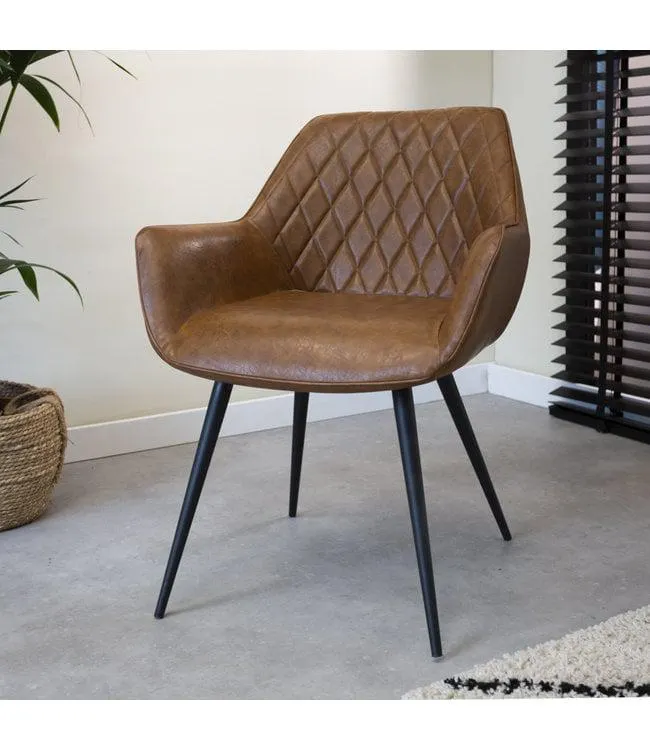 Industriële eetkamerstoel Cara cognac