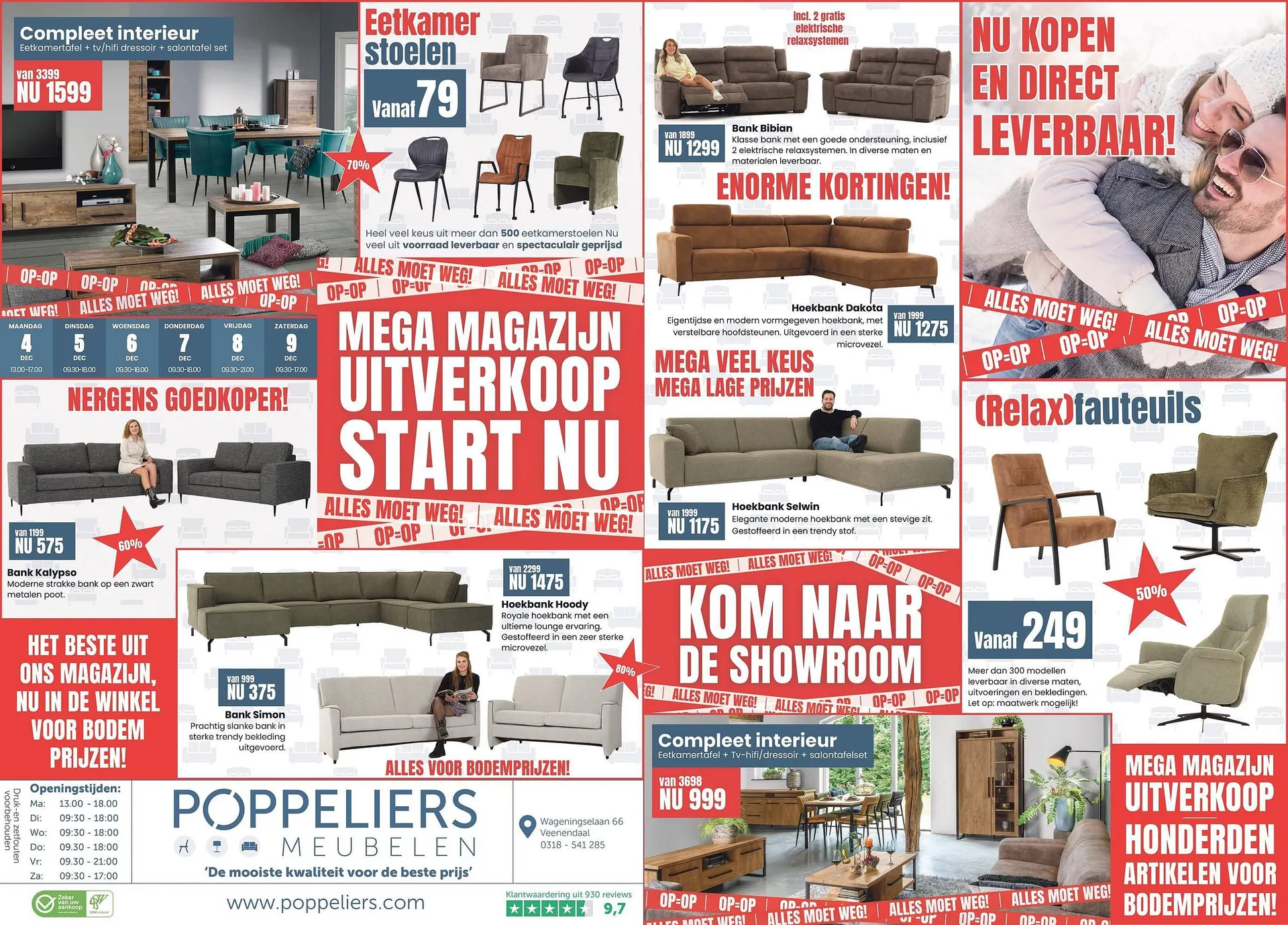 Poppeliers Meubelen folder van 4 december tot 9 december 2023 - Folder pagina 1