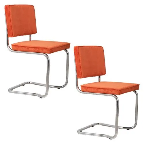 Zuiver Ridge Rib Kink Stoel Oranje - Set van 2