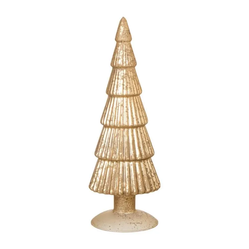 Kerstboom beeldje klein - goudkleurig - ø8x24.5 cm