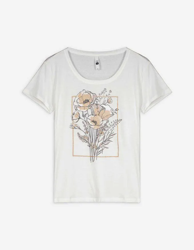 T-shirt - Glitterprint - wit