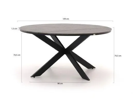 Bellagio Lugo/Fidenza ø 149cm dining tuinset 6-delig stapelbaar