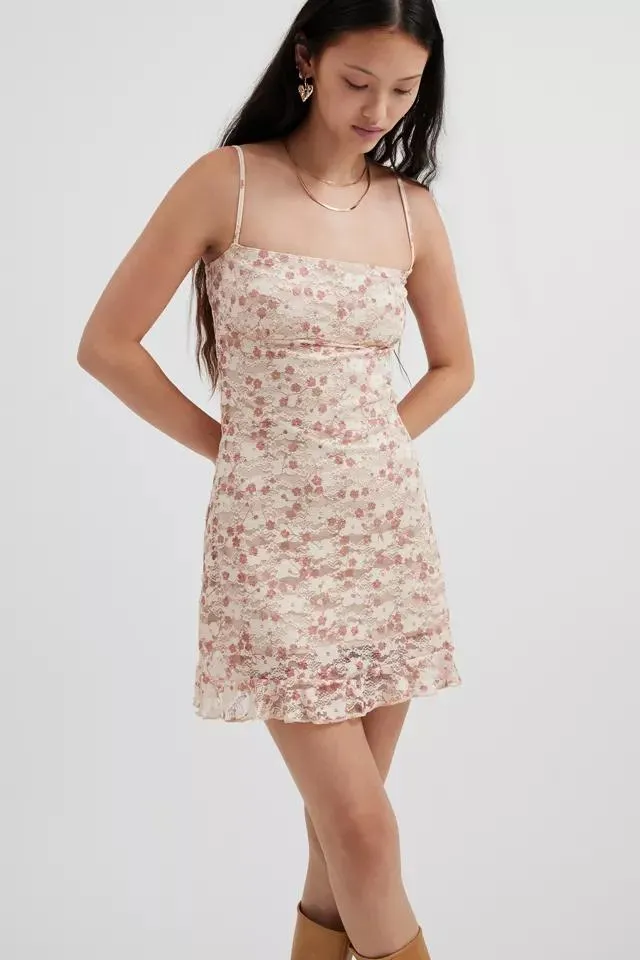 Motel Akmu Floral Lace Mini Dress
