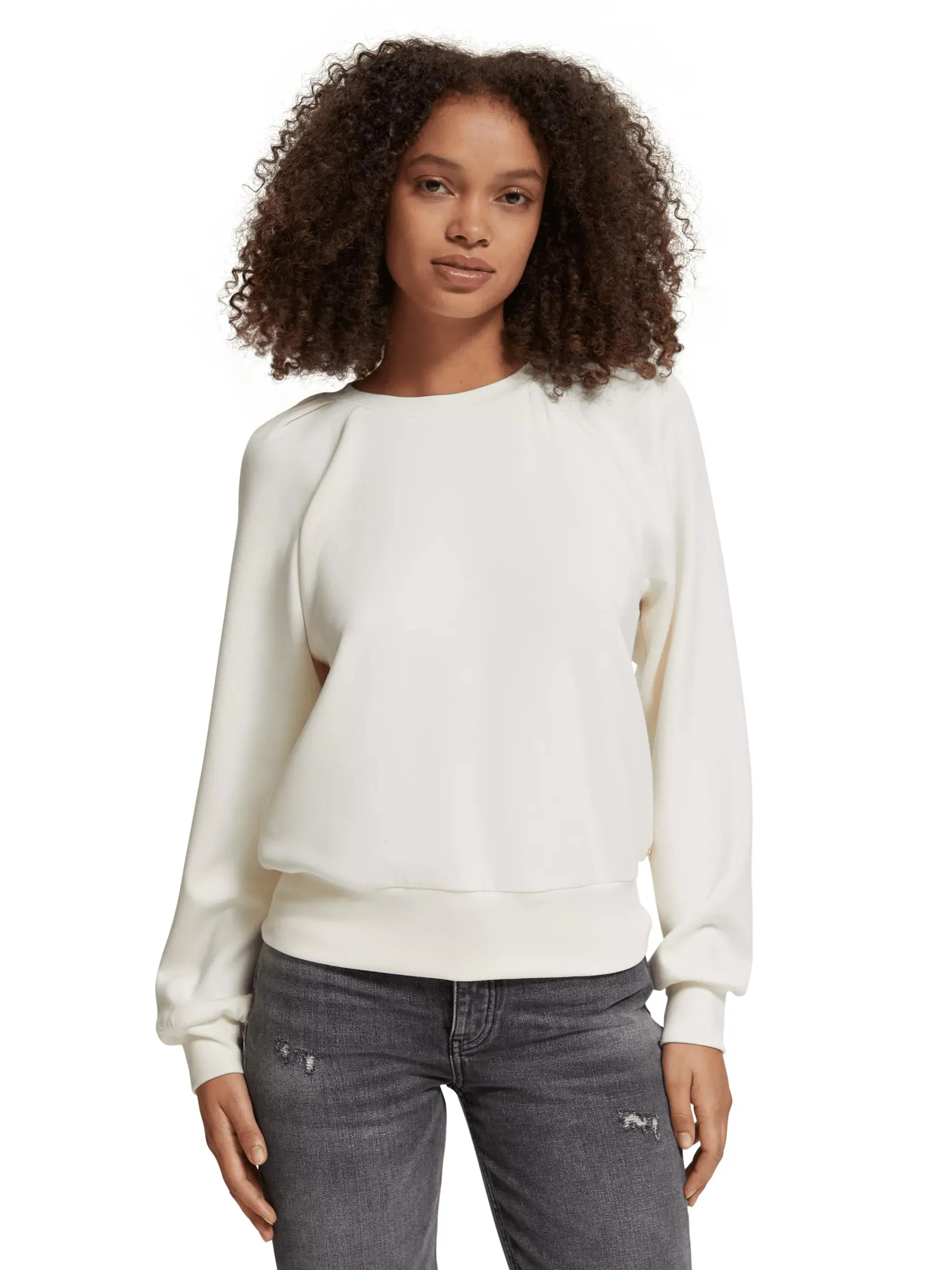 Pleated shoulder sweatshirt
