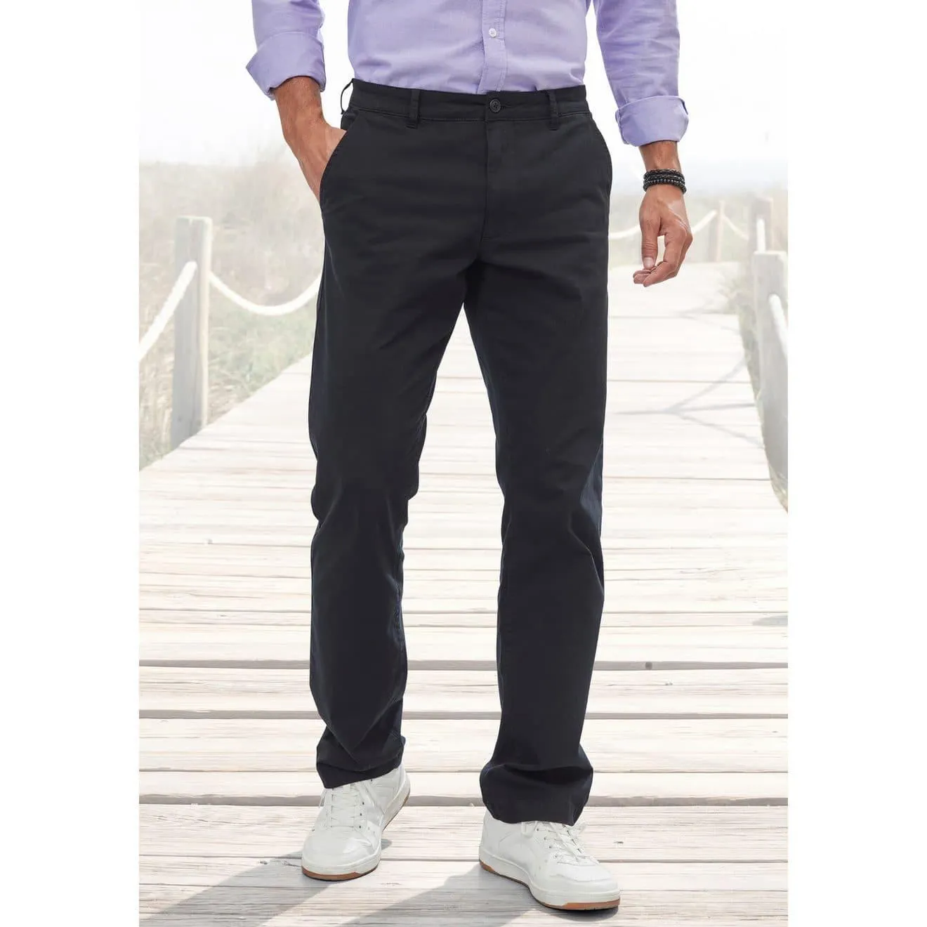 H.I.S Chino Regular fit lange broek, van elastische katoenkwaliteit