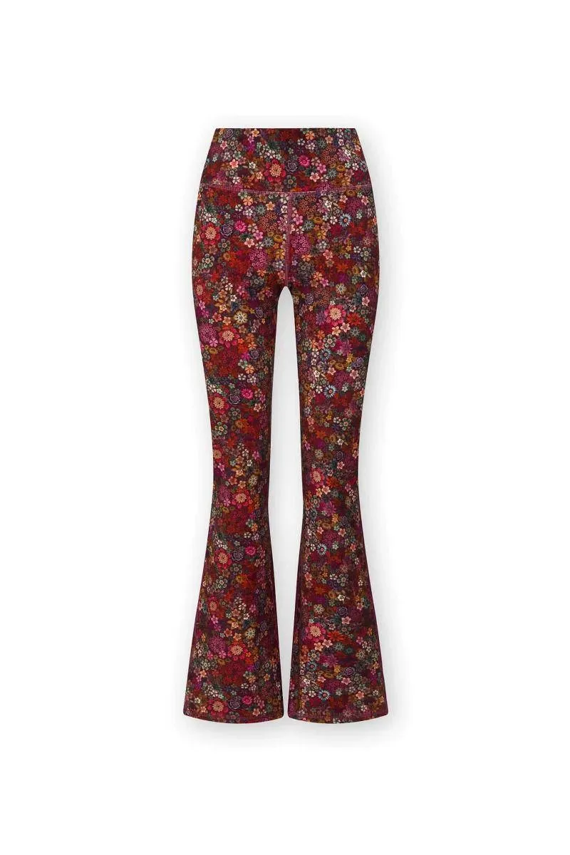 Lange Flared Sportlegging Lange Tutti i Fiori Rood
