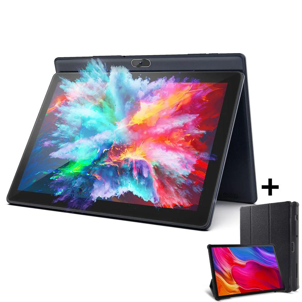 PRITOM M10 10 Zoll Android Tablet PC 32GB ROM Android 10 Quad Core HD IPS-Bildschirm WiFi GPS Tablets, mit kompatibler Schutzhülle