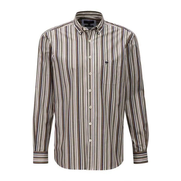 Gestreept Overhemd Sesonal Combi Check Deep Forest