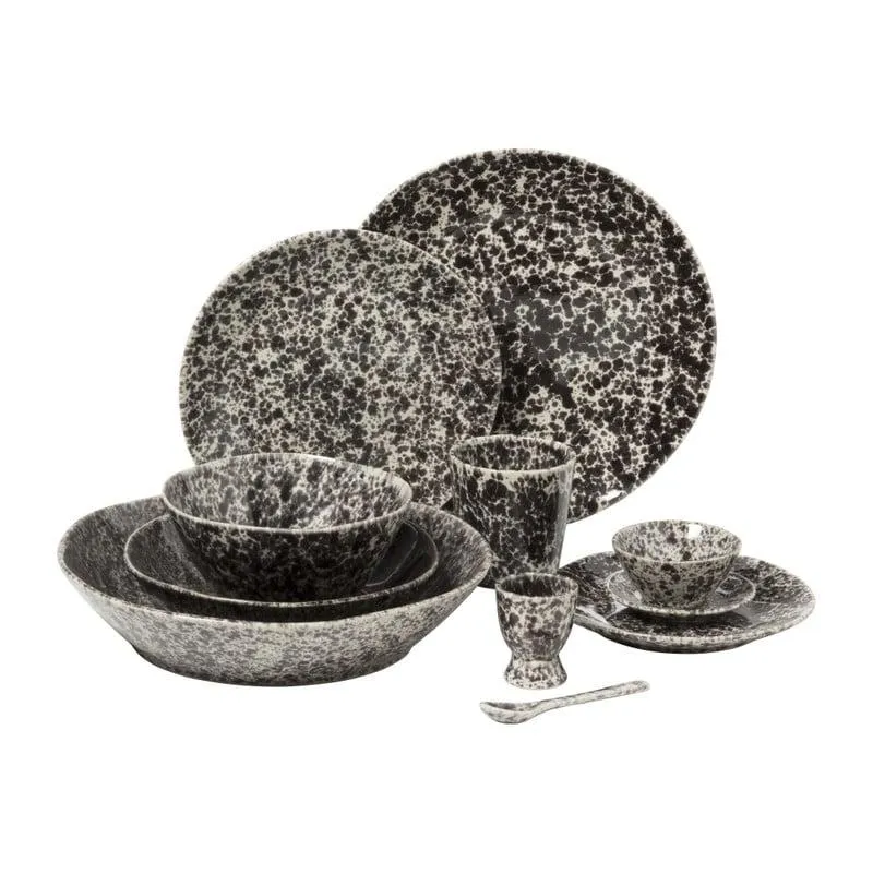 Gebaksbordje Roots - zwart/wit - ø18x2.2 cm