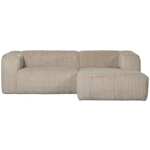 WOOOD chaise longue bank rechts Bean - Ribstof - Travertin - 73x254x178