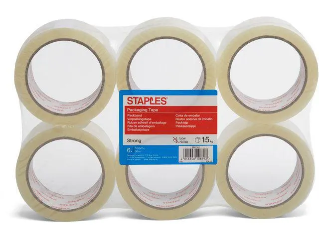Staples Verpakkingstape PP 50 mm x 66 m Transparant