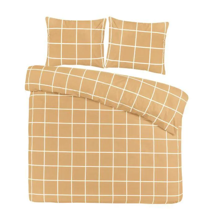 Dekbedovertrek Day Dream Katoen Big Check - beige 140x200/220cm