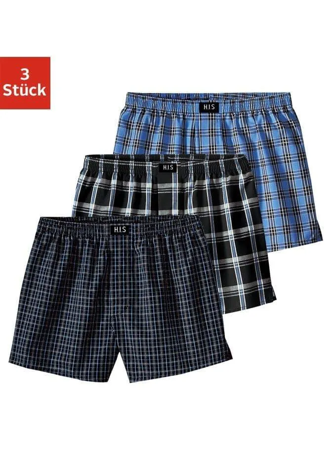 H.I.S Boxershort voor jongens in verschillende coole ruiten (set, 3 stuks)