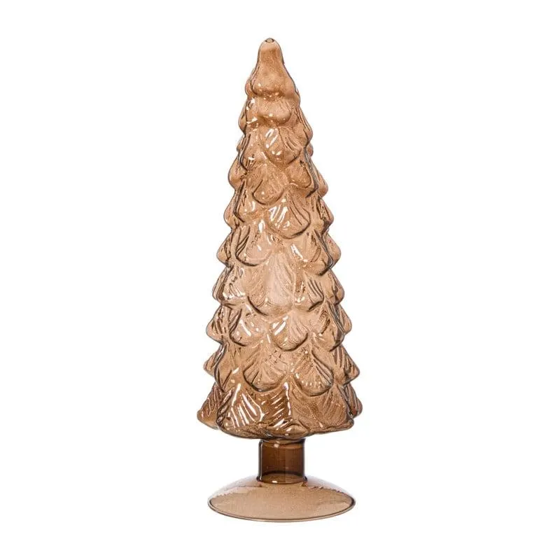 Kerstboom beeldje klein - bruin - ø8x24.5 cm
