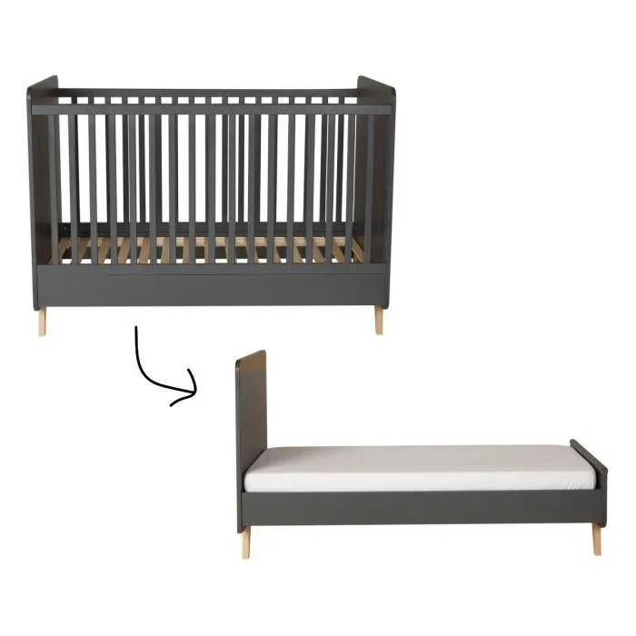 Quax Meegroei Ledikant Loft Antracite 70 x 140 cm