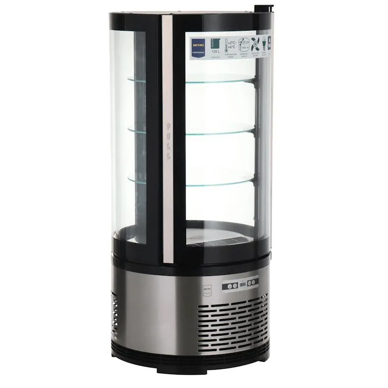 METRO Professional Panorama tafelmodel koelvitrine GRV1100, Ø 48 x 103 cm, 100 L, zilver / zwart