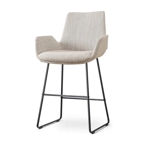 Nolon Nino-Eef Barkruk Beige Gemêleerd - met Armleuning - Zwart - 65 cm