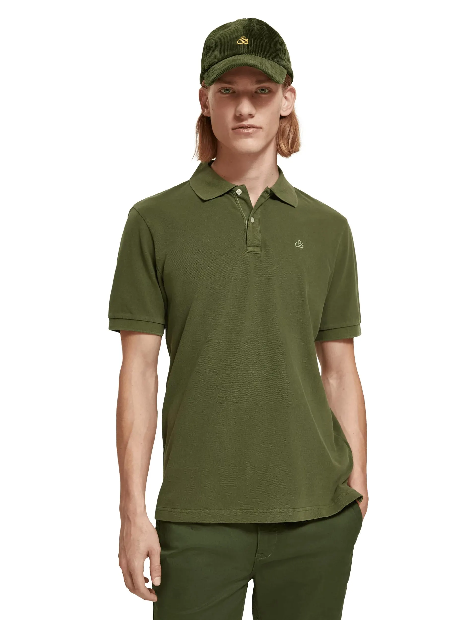 Garment-dyed pique polo
