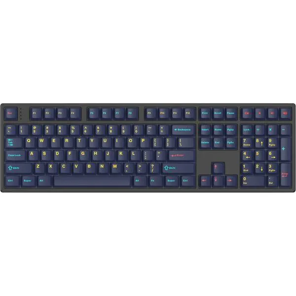 HelloGanss HS108T GC17, toetsenbord (Zwart/donkerblauw, US lay-out, Gateron White, RGB leds, PBT Doubleshot keycaps, hot swap, 2,4 GHz / Bluetooth / USB-C)