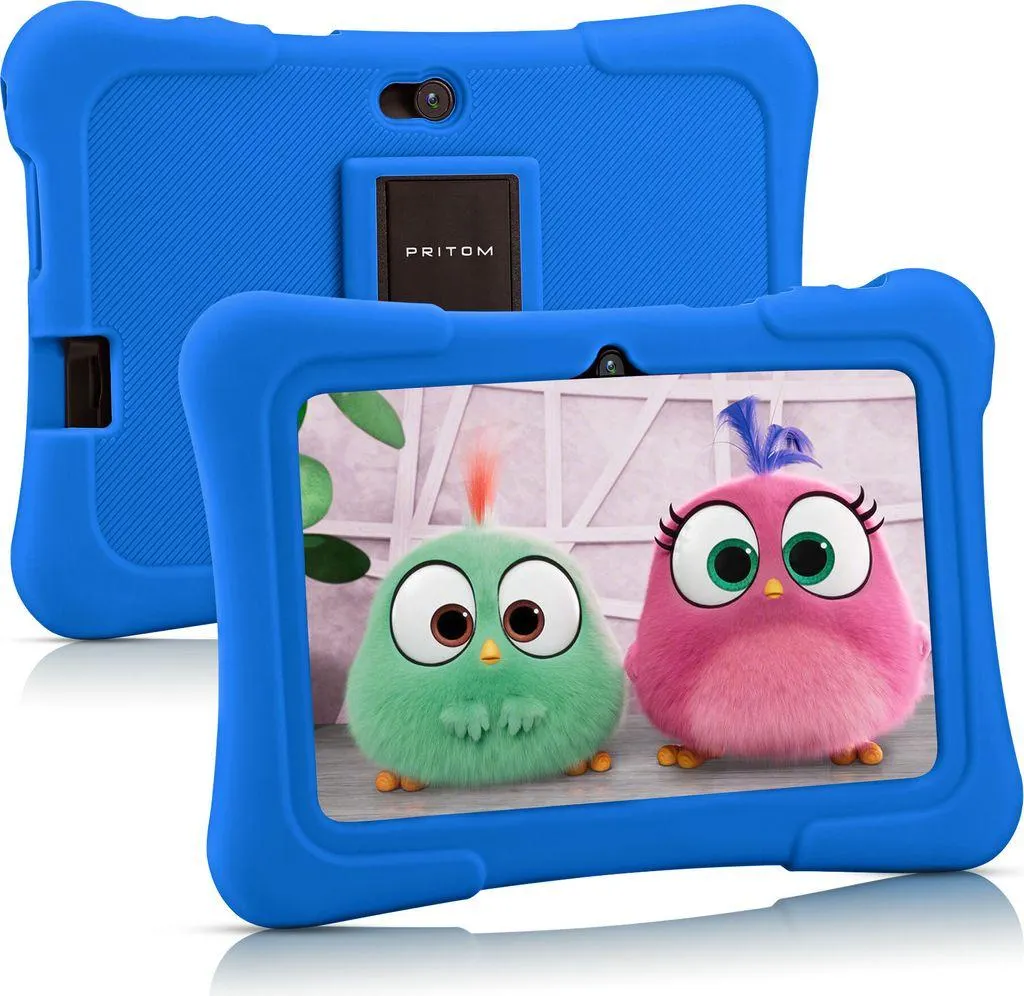 PRITOM K7 7 Zoll Kinder Tablet Android 10 Tablet PC 32 GB ROM Quad Core Tablets WiFi Tablet für Kinder, Dunkelblau