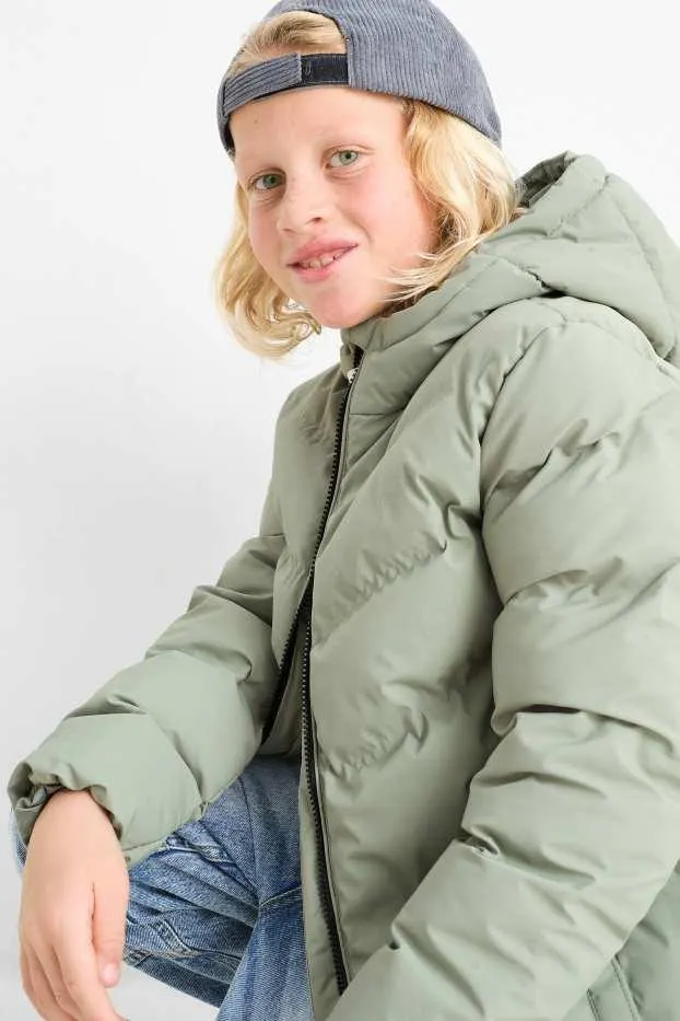 Quilted jacket with hood - water-repellent
