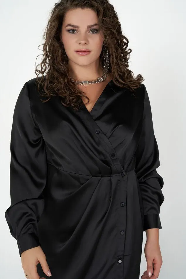 Midi jurk met satijnen look