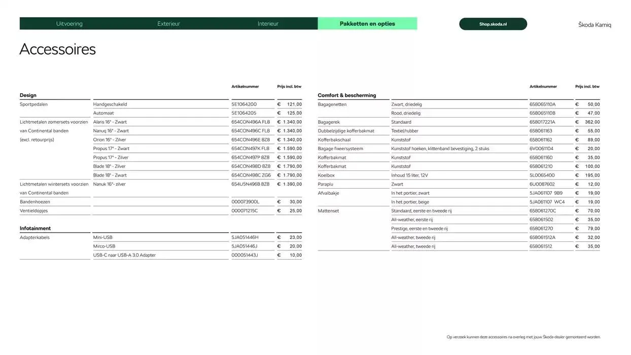 Škoda Kamiq prijslijst per 14 augustus 2024 van 22 oktober tot 22 oktober 2025 - Folder pagina 17