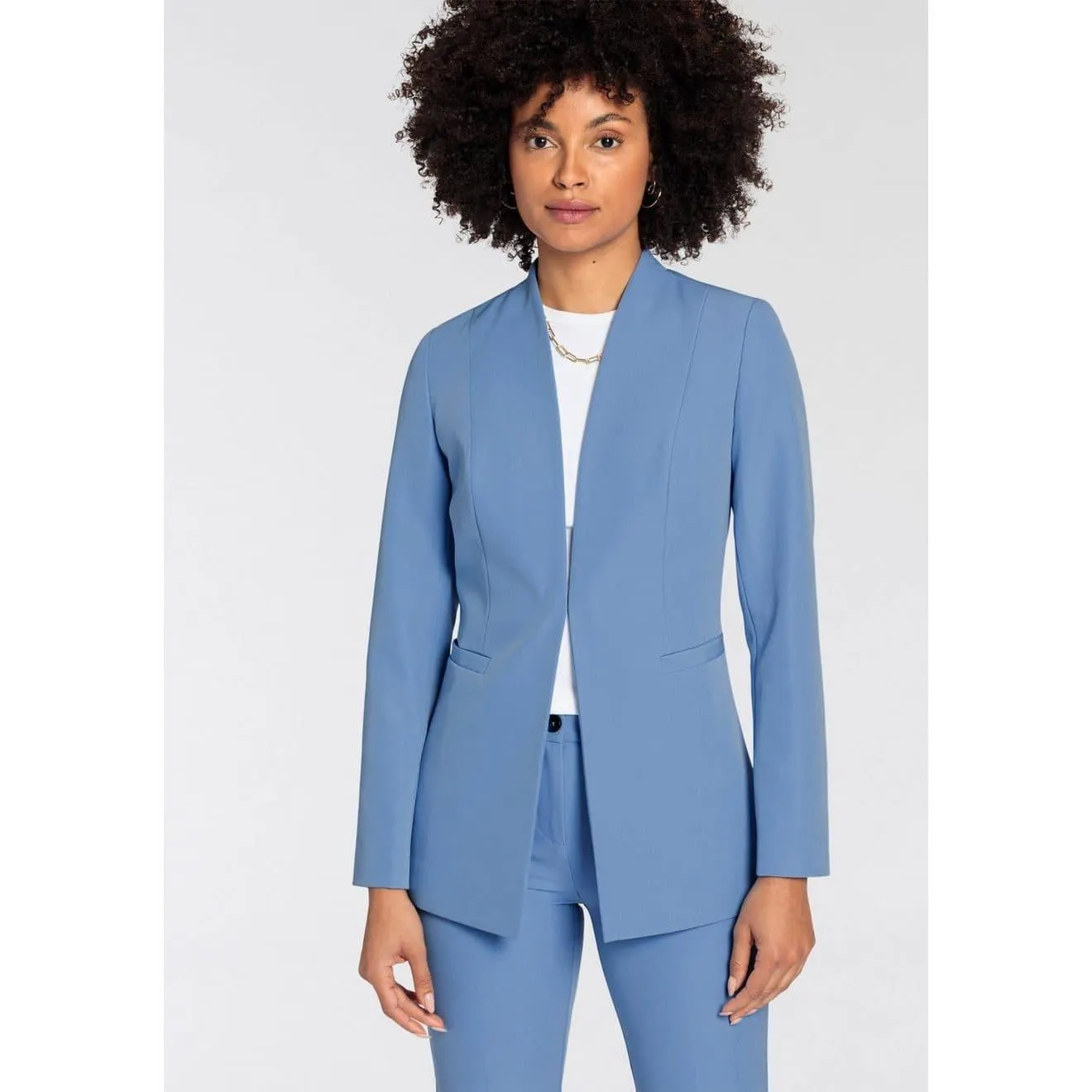 Tamaris Lange blazer zonder revers met haakjessluiting