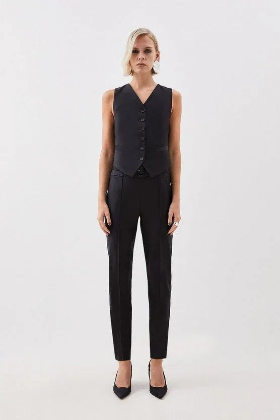 The Founder Petite Wool Blend Belted Slim Trousers