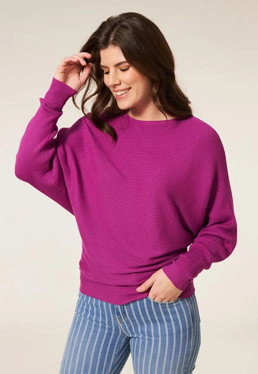 Rib sweater paars