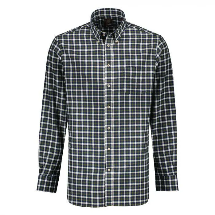Button Down Flannel Overhemd Groen