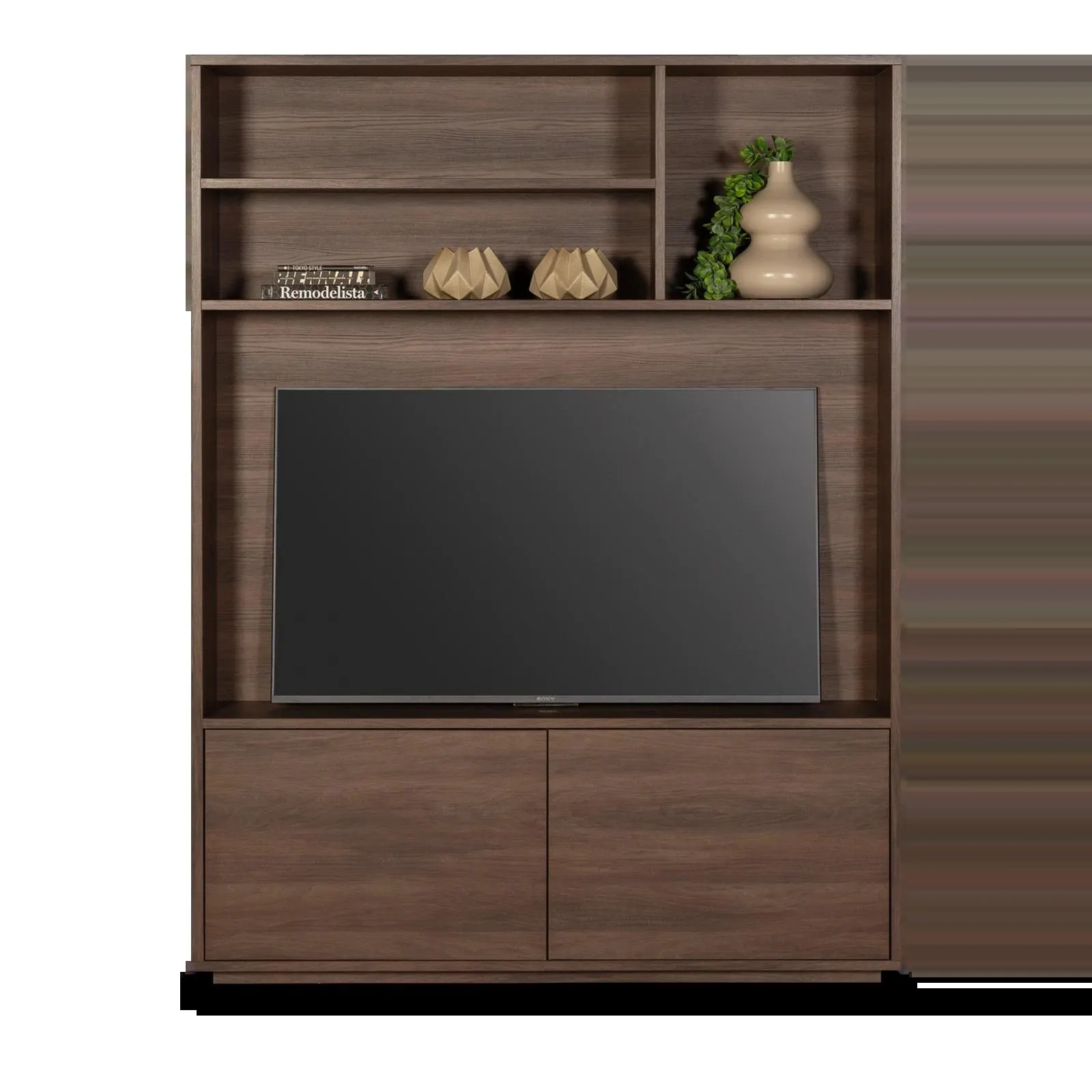 TV wandmeubel (2 deuren/ 4 open vak) Blackburn - Dark Almond