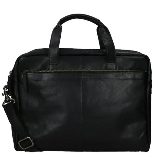 Spikes & Sparrow Laptoptas / Aktetas / Werktas 16.4 Inch Leer Colorado Zwart