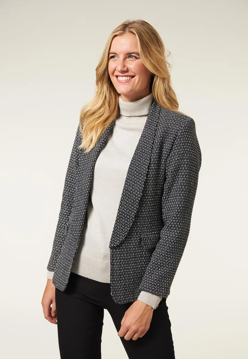 Blazer jacquard print zwart