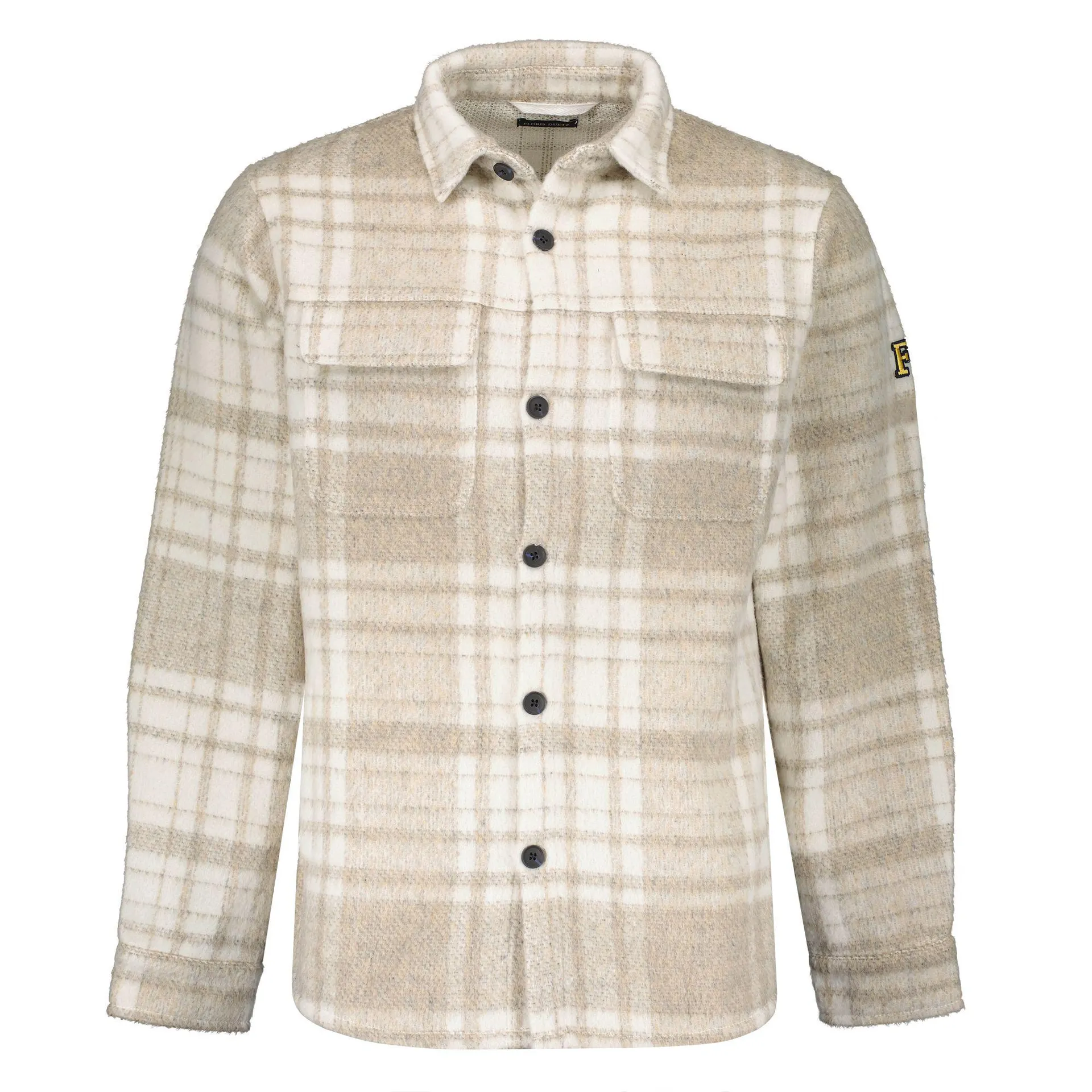 Lexington Geruit Overshirt Wol Look Beige