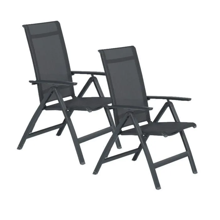 Santana tuinstoel verstelbaar donker grijs - 2 stuks