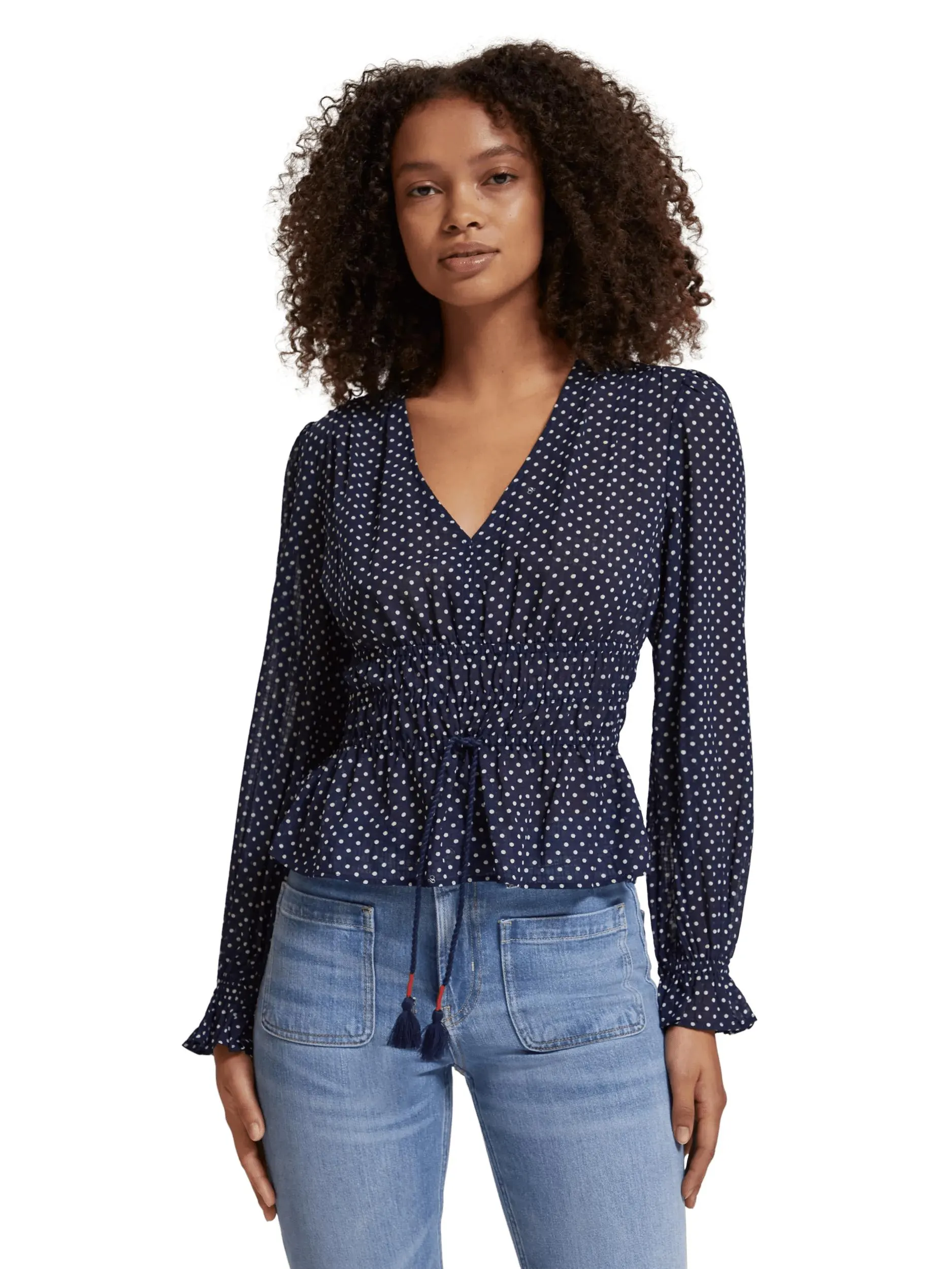 V-neck dotted blouse