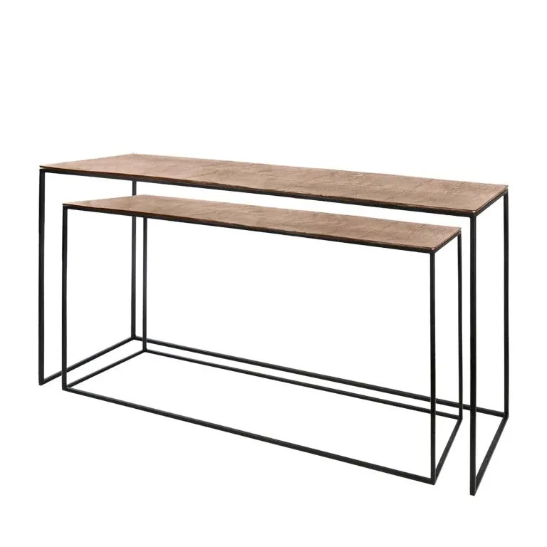 Bijzettafel Merton 150cm koper - set van 2