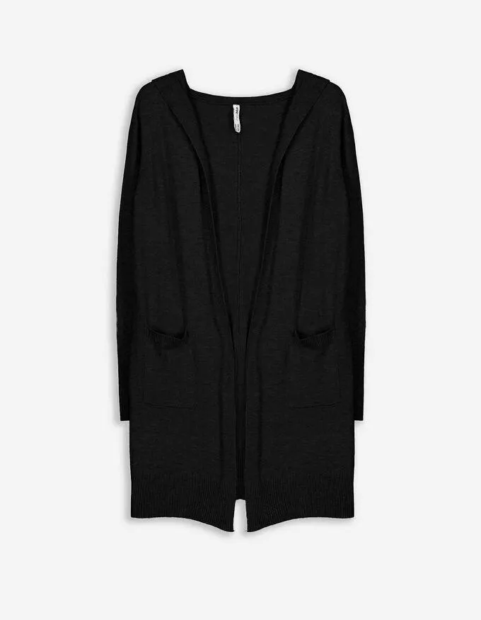 Lang vest - Wol look - zwart