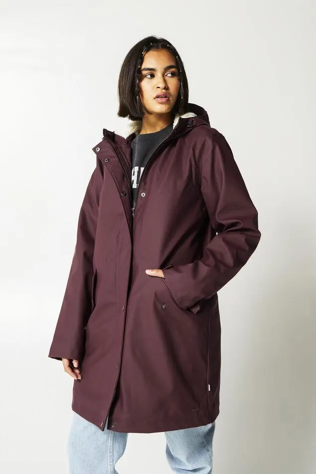 Lange regenjas met teddy voering